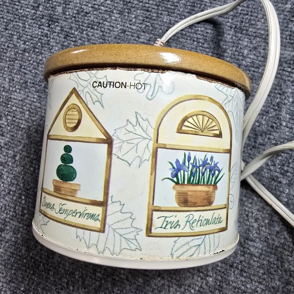 Vintage Rival Potpourri Crock Pot 3206 Floral Herb Garden Warmer Tested Works